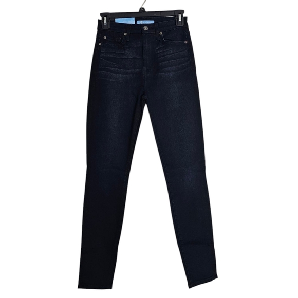 7 For All Mankind Blair Highrise Ankle Super Skinny Dark Blue Jeans 25 NWT - Picture 1 of 7